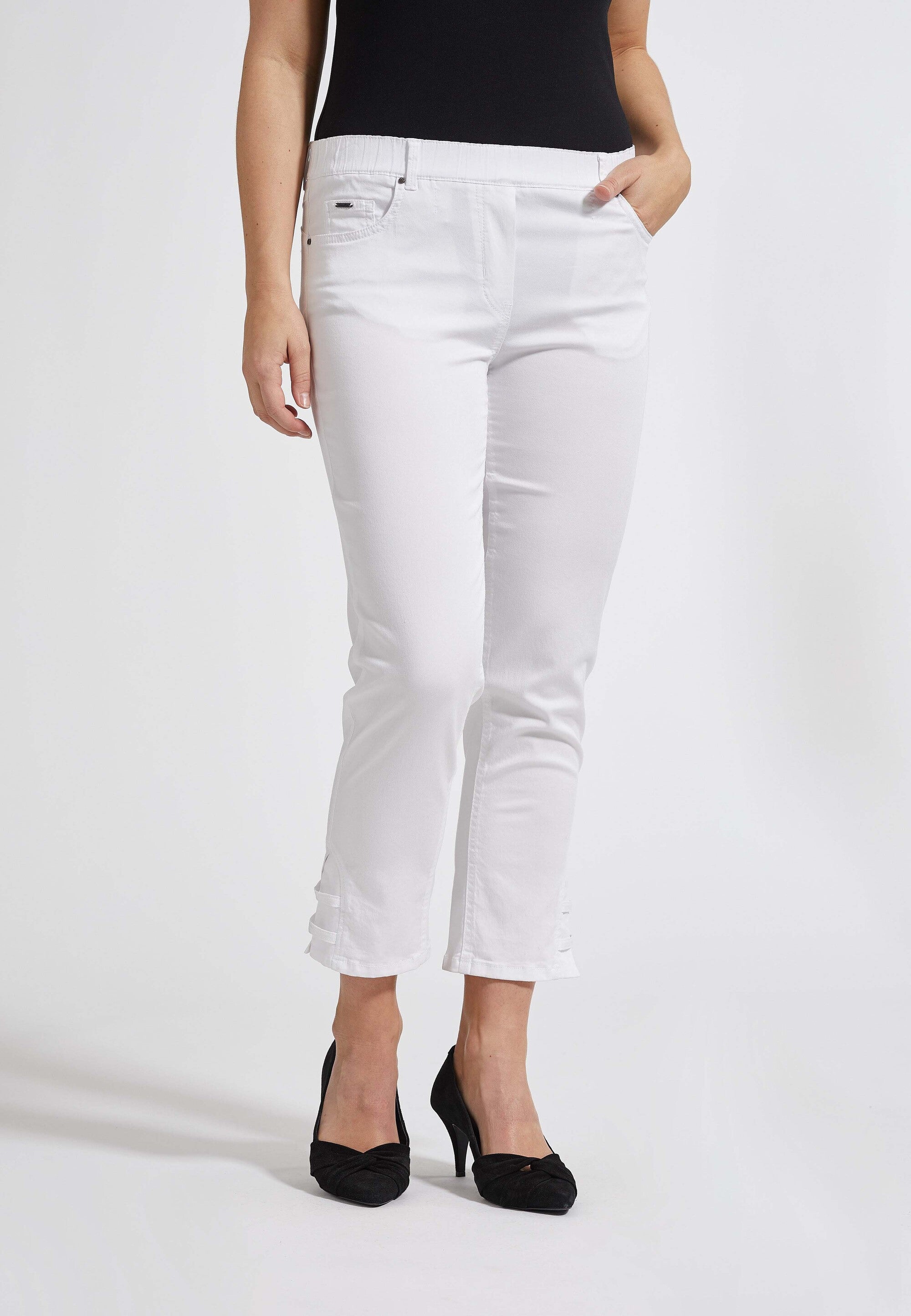LAURIE  Hannah Slit Regular Cropped Byxor Trousers REGULAR 10122 White
